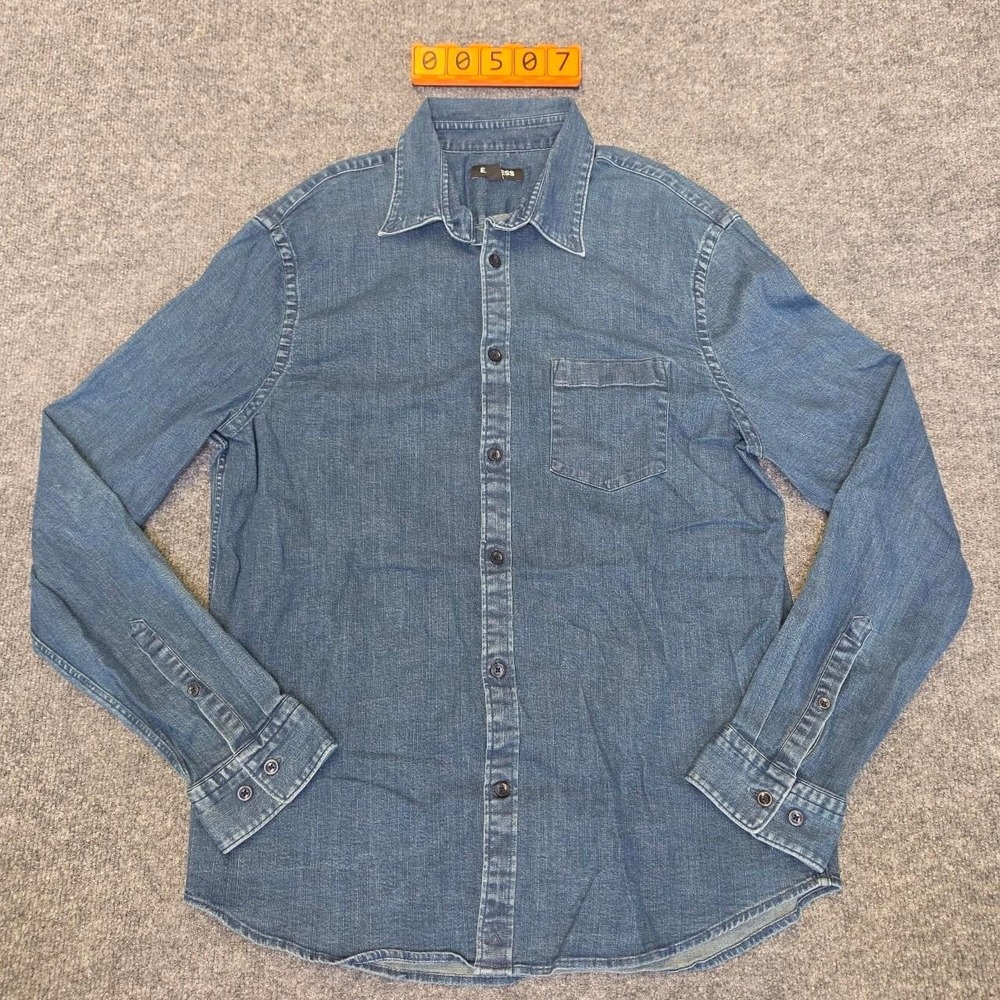 Express Mens Medium Blue Denim Button Up Shirt